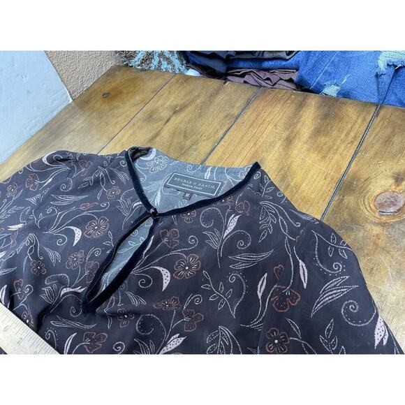 DOUBLE D RANCH Floral Brown Sheer Cottage Core Size Medium Boho - Picture 8 of 10